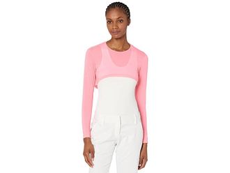 Jamie Sadock Sunsense(r) 35 SPF Lightweight Long Sleeve Crew Neck Crop Layering Top Womens Clothing Venus : XS, Nylon/Spandex