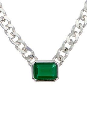 Savvy Cie Jewels Simulated Emerald Chain Necklace in White at Nordstrom Rack