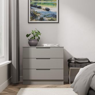 Lewis's Milan 3 Drawer Chest in Dusk Grey - Ready Assembled - Lewiss Home | TJ Hughes