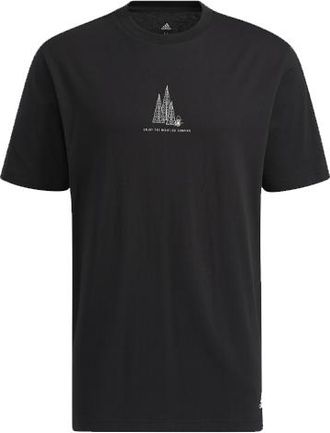 adidas Mens adidas Camping Graphic Short Sleeve Tee Pattern Round Neck Black T-Shirt HI3037