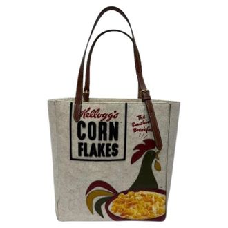 Anya Hindmarch Pre-owned Tote Bags, female, Beige, Size: ONE SIZE Pre-owned Cornflakes Appliqu&eacute;d Felt Tote Bag