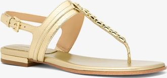 Michael Kors Marcia Embellished Metallic Leather Sandal
