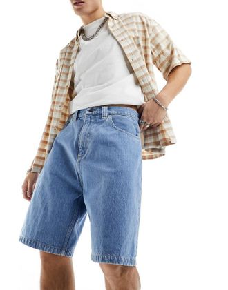 Carhartt Work in Progress Brandon - Pantaloncini di jeans ampi lavaggio chiaro blu