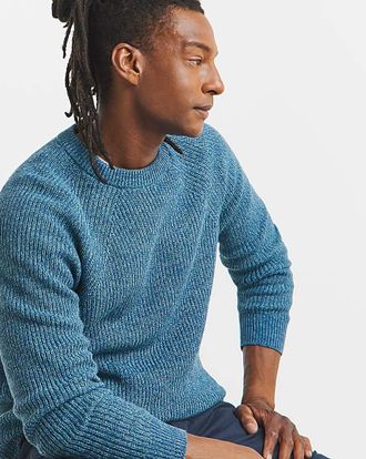 Jacamo Cotton Twist Crew Neck Knitted Jumper