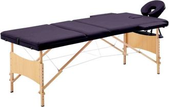 vidaXL vidaXL Lettino da Massaggio Pieghevole a 3 Sezioni in Legno Viola