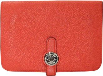 Herm&egrave;s Orange Leather Dogon Compact Wallet (Authentic Pre-Loved)
