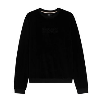 HUGO BOSS Sweatshirts, male, Black, XL, Long Sleeve Velour Sweatshirt