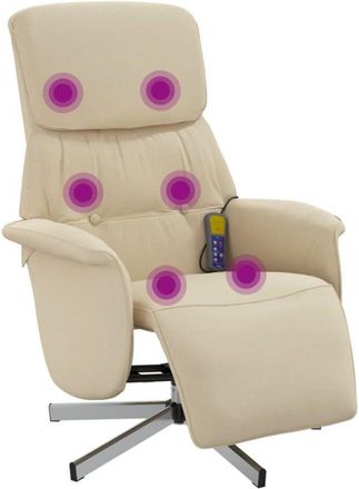 vidaXL Vidaxl - Sillón reclinable de masaje con reposapiés tela color crema