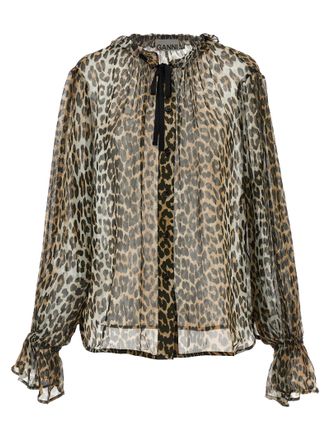 Ganni Brown Viscose Womens Blouse