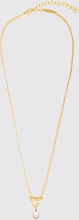 Ferragamo Collana girocollo Gancini in ottone con perle sintetiche e logo