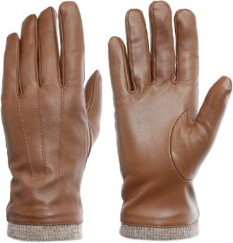 Pearlwood Lederhandschuhe PEARLWOOD, Damen, Gr. 7.5, caramel, Schafsleder, Handschuhe Lederhandschuhe, Gummizug am Handgelenk, gef&uuml;ttert, Touchscreen-kompatibel