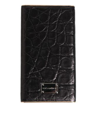 Dolce & Gabbana Black Leather Exotic Skin 3000mah Power Bank Charger Usb Accessory