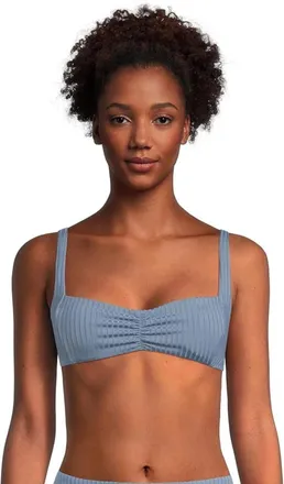 L*Space LSPACE Effie E0EFT25 Bikini Top Womens Baltic Gray Ribbed Swimwear JZZ678