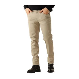 7 For All Mankind Broeken, Heren, Beige, W30, Satijn, Slimmy Stretch Satijnen Broek