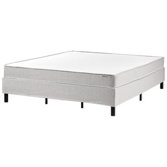 Beliani Cama Con Somier De Tela 180 X 200 Cm Con Colch&oacute;n De Muelles Ensacados Sin Cabecero Dormitorio Gris Claro Countess