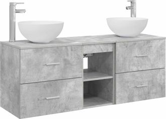 vidaXL Juego De Muebles De Ba&ntilde;o 3 Uds. Gris Hormig&oacute;n 49,5 X 35 X 63 Cm Vidaxl