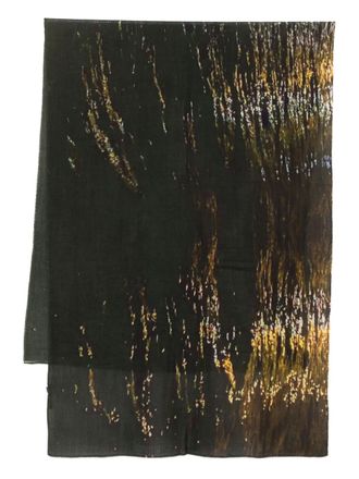 Yavi abstract-print wool scarf - Brown