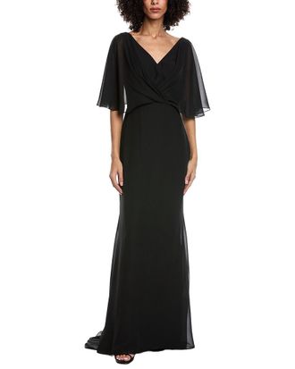 Rene Ruiz Chiffon Capelet Sleeve Gown