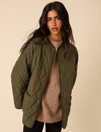 Nobody's Child Khaki Quilted Detachable Scarf Coat