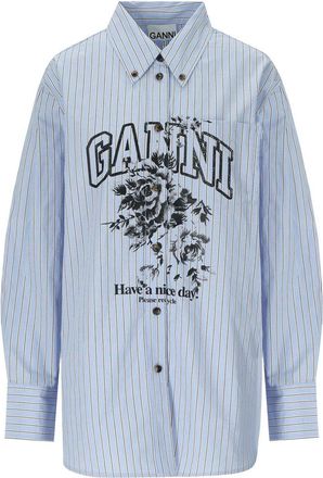 Ganni CAMICIA FLOWERS AZZURRA GANNI