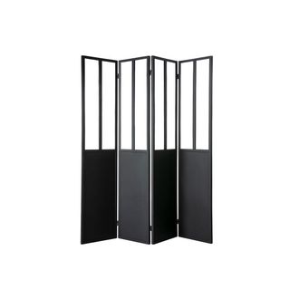 Miliboo Biombo 4 Paneles En Metal Negro Y Cristal Rack