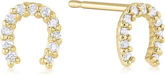 Set & Stones Alpine Diamond Horseshoe Stud Earrings in Yellow Gold at Nordstrom