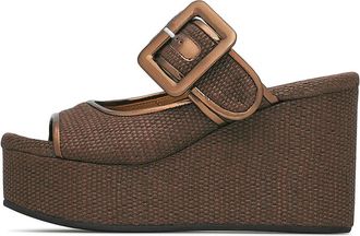 Loriblu Fabric Wedge Sandal - Dames - Sleehakken - Bruin - 38 EU - Leer - Schoenen