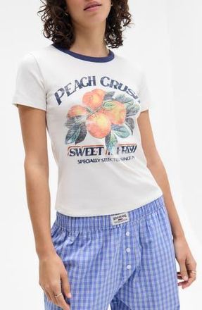 BDG Peach Crush Graphic Baby Tee in White at Nordstrom Rack, Size Medium