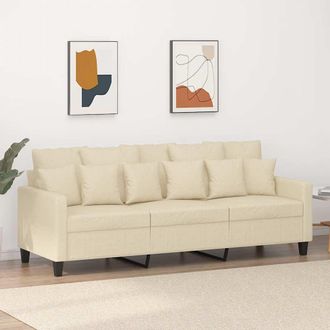 vidaXL Sof&aacute; De 3 Plazas De Tela Crema 180 Cm Vidaxl