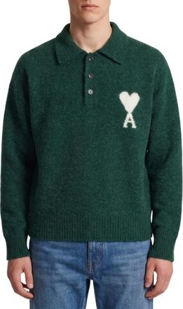 Ami Bottle Green Polo Sweater