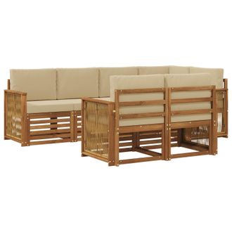 vidaXL Set Di Divani Da Esterno 6 Pz Naturale Vidaxl