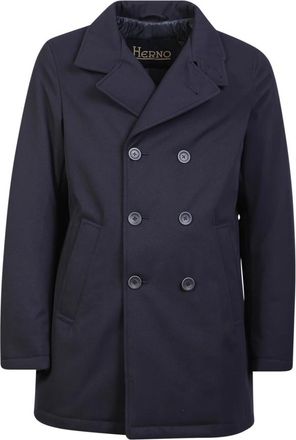 Herno Double-Breasted Jas - Dames - Mantel - Blauw - 8XL - Leer - Jassen
