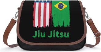 Generic Brazil US Flag Jiu Jitsu Brazilian Womens Crossbody Bag Fashion Shoulder Handbags Message Tote Bag with Adjustable Strap