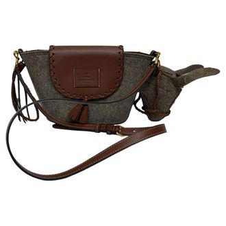 Anya Hindmarch Pre-owned Womens Donkey Felt Crossbody Bag in Brown Wool - Mocha - One Size