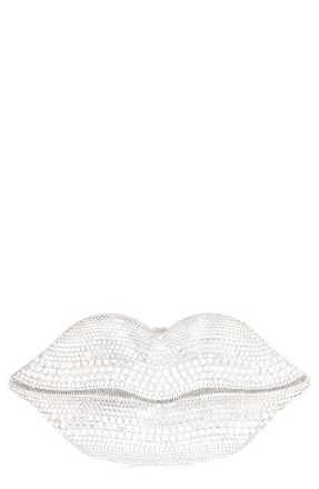 Judith Leiber Lips Crystal Embellished Clutch in Silver Rhine Multi at Nordstrom