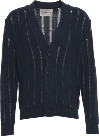 Amaranto Semi-Transparent Knit Cardigan With Classic V-Neckline