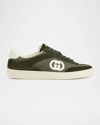 Gucci Men & apos;s G75 Canvas and Suede T-Toe Low-Top Sneakers
