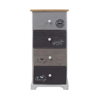 Mobili Rebecca Rebecca Mobili Cajonera 4 Cajones Madera Gris Blanco Shabby 72x35x27
