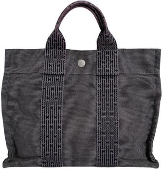 Hermès Her Line Gray Canvas Tote Bag (Pre-Owned)