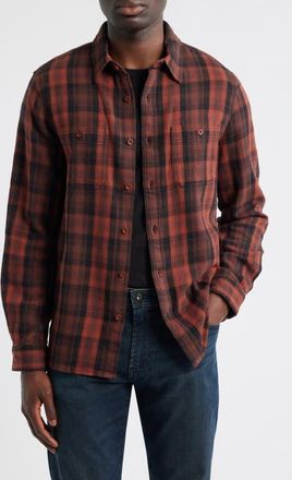 AG - Adriano Goldschmied Mason Plaid Flannel Button-Up Shirt in Burgundy Multi at Nordstrom, Size Xx-Large