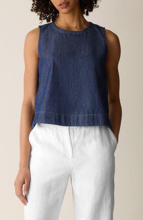 Eileen Fisher Organic Cotton Shell in Dark Indigo at Nordstrom, Size Xx-Small