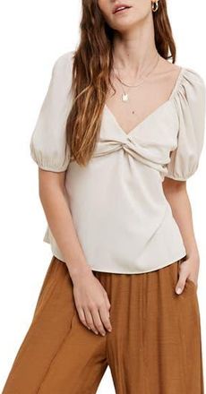 Wishlist Puff Sleeve Tie Back Babydoll Top in Bone at Nordstrom Rack, Size Medium