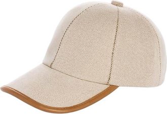Vince Unisex Leather Trim Baseball Cap In Beige