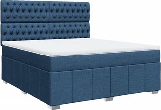 vidaXL Cama Box Spring Con Colch&oacute;n Tela Azul 180x200 Cm Vidaxl