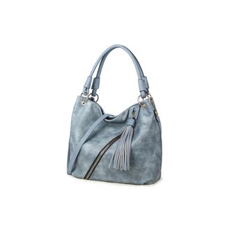 Generic Womens Leather Handbag Classic Leather Top-handle Bags Casual Hobo Bag-Shoulder Bag with Side Pockets, Shopping, Work, 2026 (Blue,One Size)