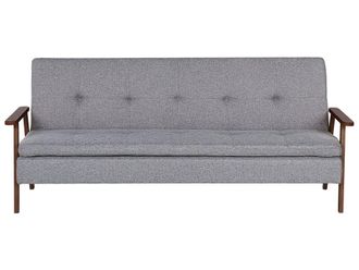 Beliani Sof&aacute; cama 3 plazas Tela Gris claro