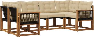 vidaXL Conjunto De Sof&aacute;s De Exterior 6 Uds. Natural Y Beige Vidaxl