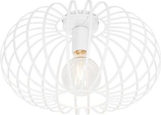 QAZQA Qazqa - Dise&ntilde;o Plaf&oacute;n De Dise&ntilde;o Blanco 39 Cm - Johanna Acero Redonda Adecuado Para Led Max. 1 X 40 Watt