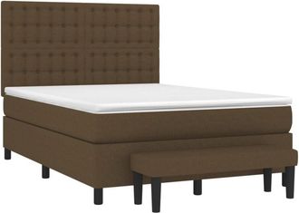 vidaXL Vidaxl - Cama Box Spring Con Colch&oacute;n Tela Marr&oacute;n Oscuro 140x200 Cm