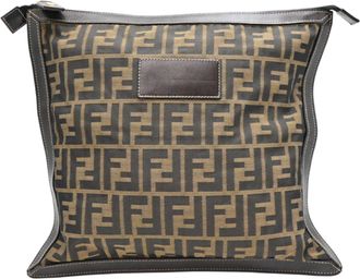 Fendi Brown Nylon Leather Clutch Bag (Pre-Owned)